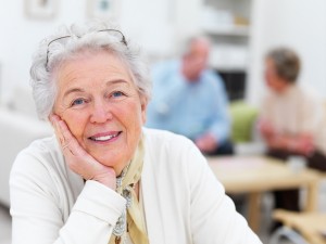 Closeup portrait of a smiling elderly woman
