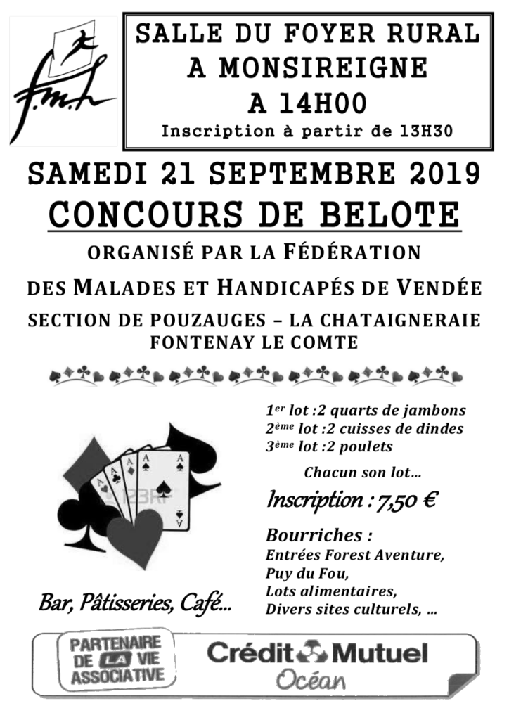 Concours belote vendée septembre 2019